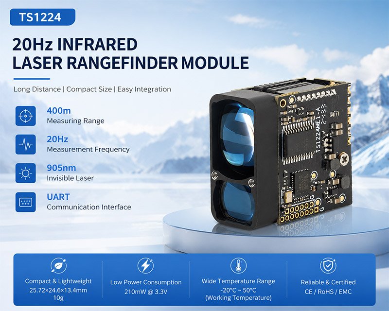 TS1224 400m 20Hz Infrared Laser Rangefinder Module