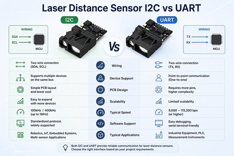 I2C Laser Distance Sensor vs UART Laser Distance Sensor I2C Laser Distance Sensor vs UART Laser Distance Sensor