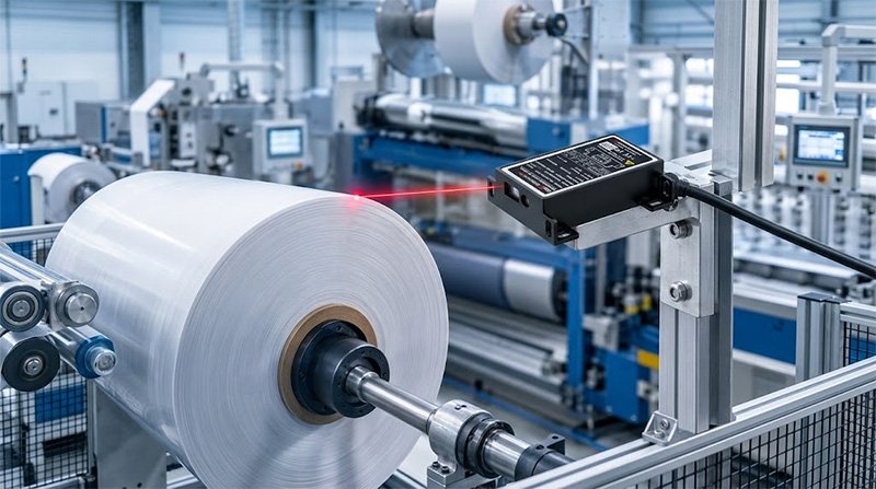 Industrial laser distance sensor monitoring roll diameter Industrial laser distance sensor monitoring roll diameter