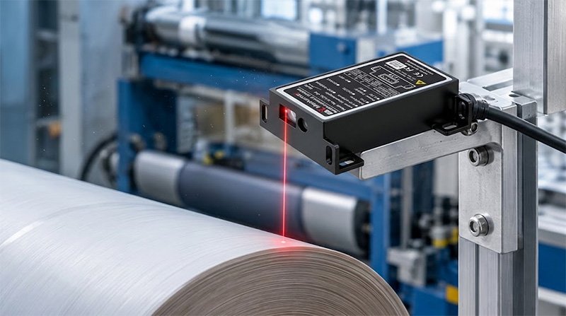 Laser distance sensor mounted on a rigid bracket and aimed Laser distance sensor mounted on a rigid bracket and aimed