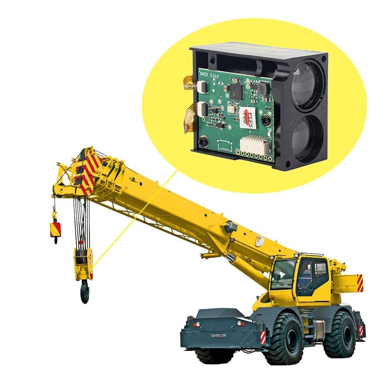 Laser-Distanzsensor Hohe Genauigkeit bei Mobilkränen Laser Distance Sensor High Accuracy in Mobile Cranes